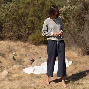 Go Gently Nation French Terry Culottes Lounge Pant Sweats Blue